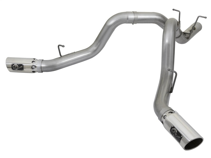 aFe Large Bore-HD 4in 409-SS DPF-Back Exhaust w/Dual Polished Tips 2017 GM Duramax V8-6.6L (td) L5P DPF Back aFe