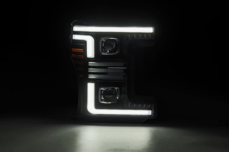 AlphaRex 17-19 Ford F-250/350/450/550 Super Duty PRO-Series Proj Headlights Black w/SeqSig & DRL Headlights AlphaRex