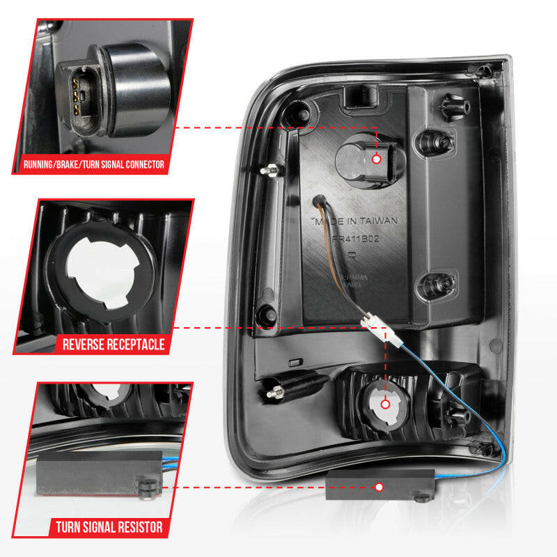 ANZO 2004-2006 Ford F-150 LED Tail Lights w/ Light Bar Black Housing Smoke Lens Tail Lights ANZO