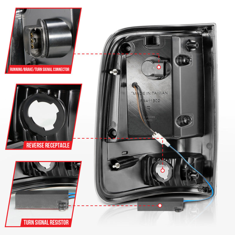 ANZO 2004-2006 Ford F-150 LED Tail Lights w/ Light Bar Black Housing Clear Lens Tail Lights ANZO