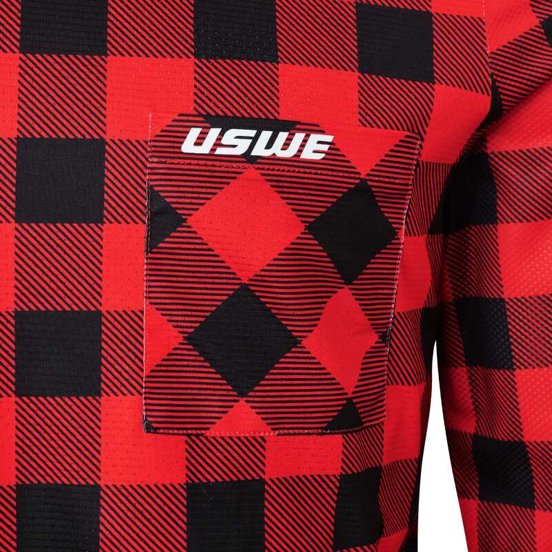 USWE Flannel Long Sleeve Lightweight Off-Road Jersey Flame Red - Medium Shirts USWE