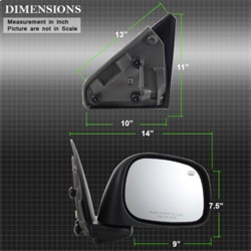xTune Dodge Ram 02-08 Power Heated OE Mirror - Right MIR-03DRAM02-PW-R Side Mirrors SPYDER