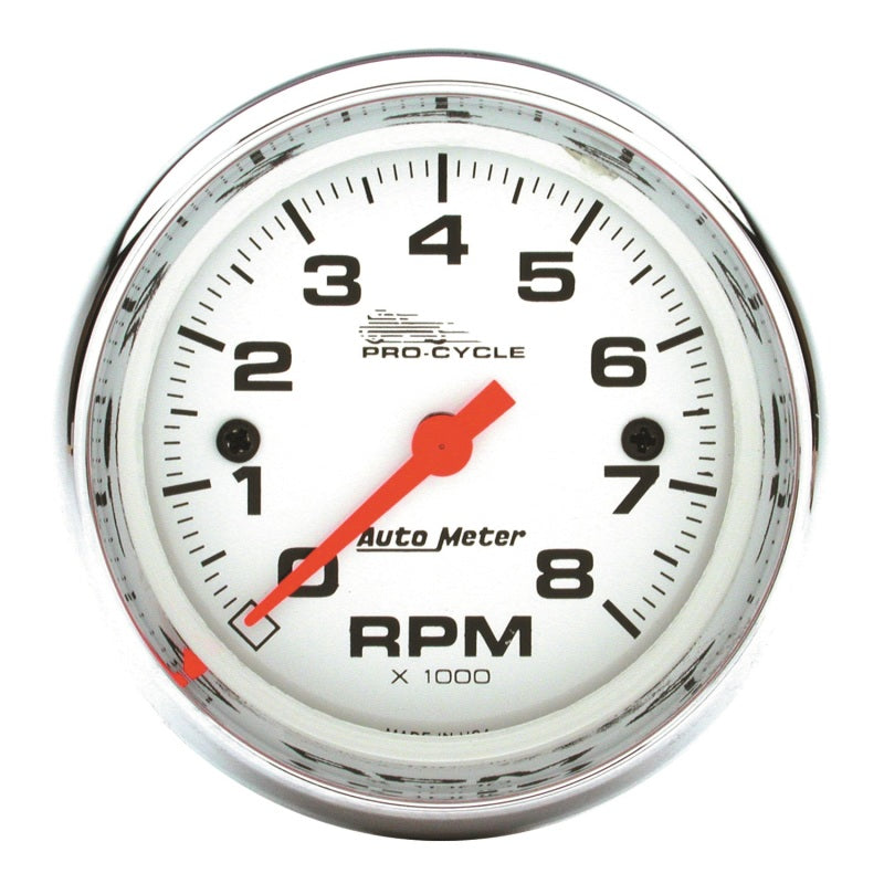 Autometer Pro-Cycle Gauge Tach 2 5/8in 8K Rpm 2&4 Cylinder White Gauges AutoMeter