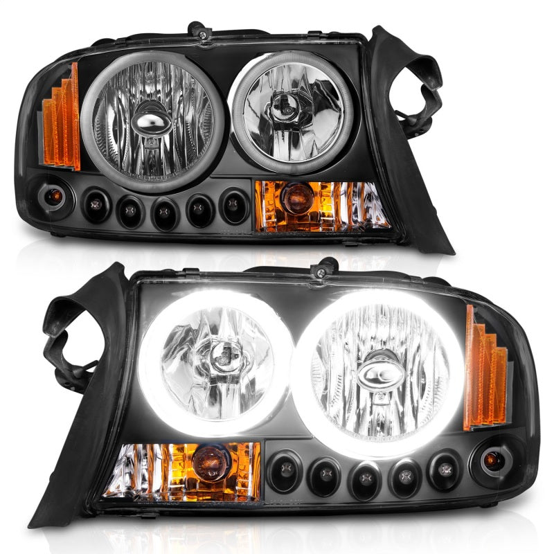 ANZO 1997-2004 Dodge Dakota Crystal Headlights Black 1pc Headlights ANZO