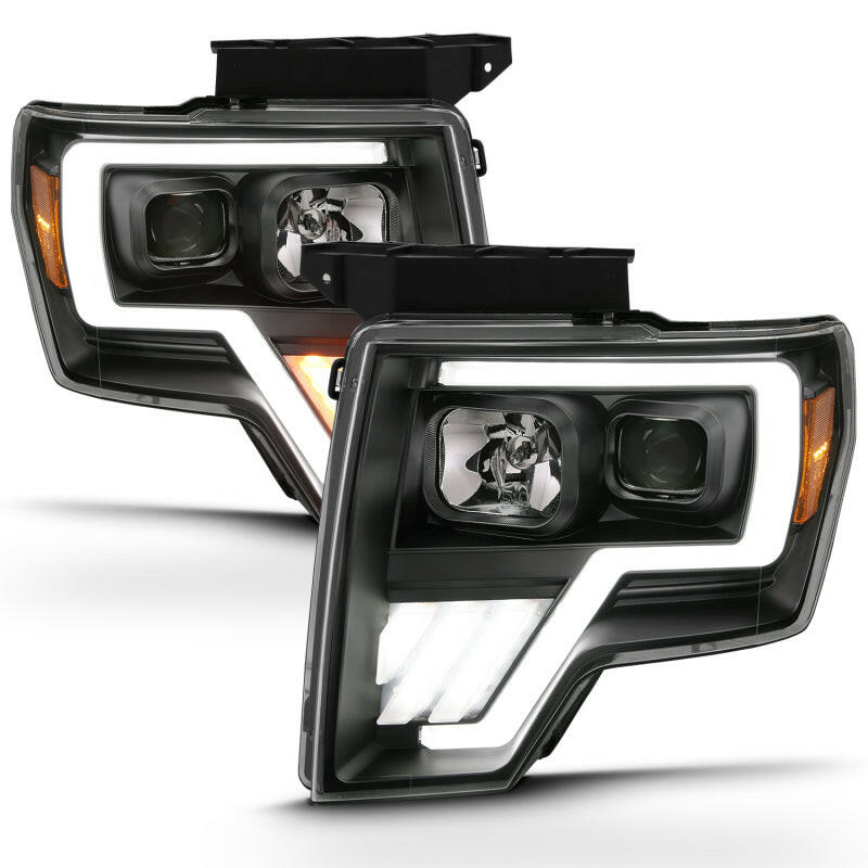 ANZO 2009-2013 Ford F-150 Projector Light Bar G4 Switchback Headlights Black Amber Headlights ANZO