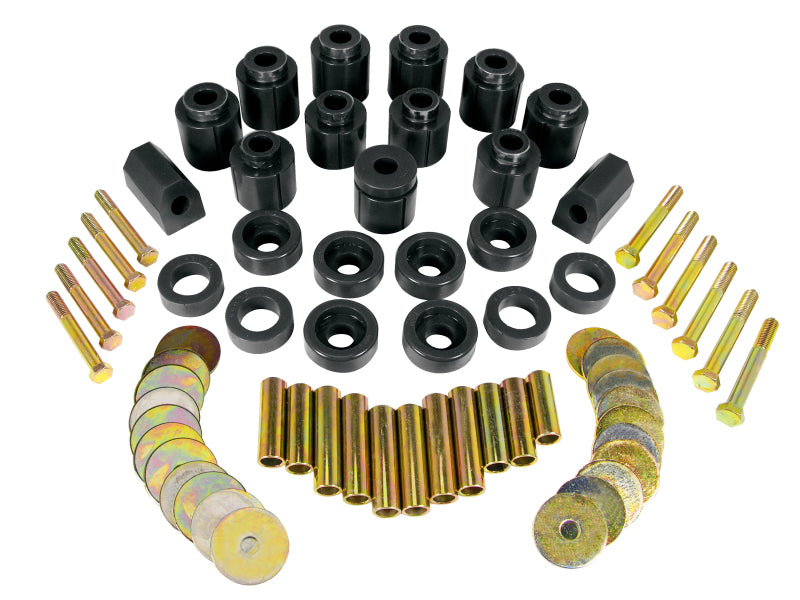 Prothane 87-96 Jeep YJ 1in Lift Body Mount Kit - Black Bushing Kits Prothane