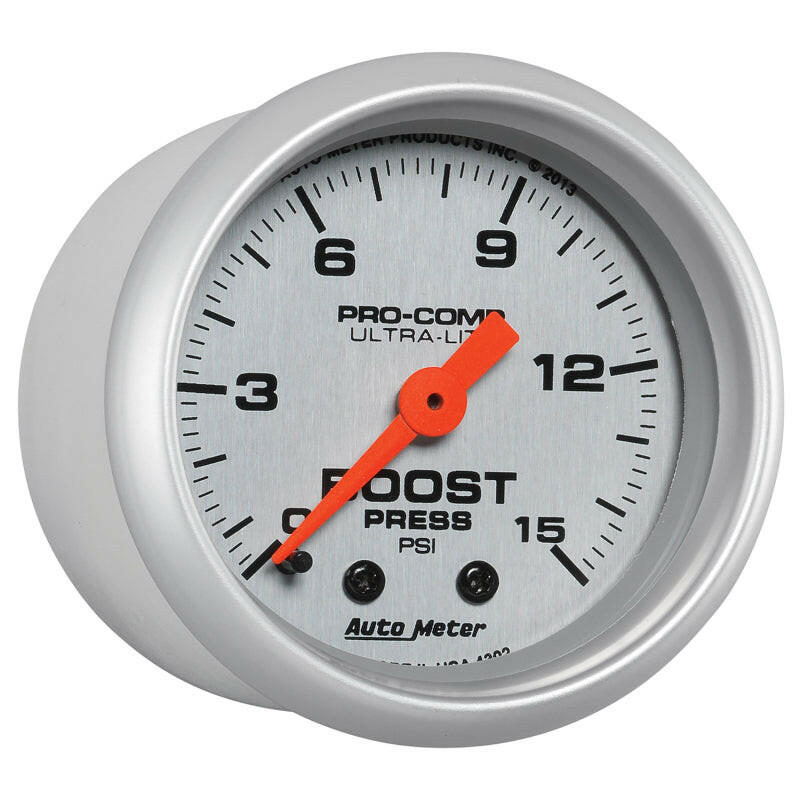 Autometer Ultra-Lite 52mm 0-15 PSI Mechanical Boost Gauge Gauges AutoMeter