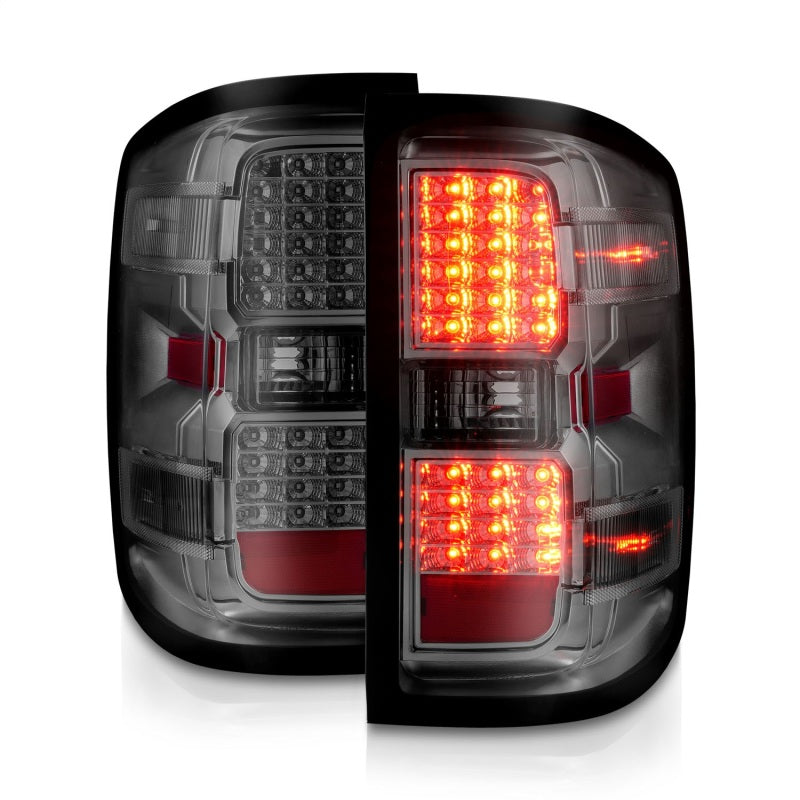 ANZO 15-19 Chevy Silverado 2500HD/3500HD (Halgn Only) LED Tail Lights w/Smoke Light Bar & Clear Lens Tail Lights ANZO