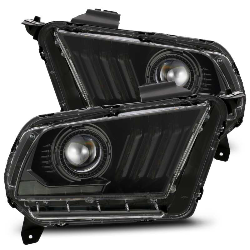AlphaRex 10-12 Ford Mustang LUXX LED Proj Headlights Plank Style Alpha Blk w/Activ Light/Seq Signal Headlights AlphaRex