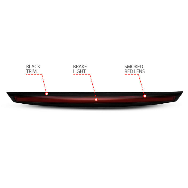 ANZO 2007-2014 Chevrolet Suburban 1500 LED 3rd Brake Light Black Housing Smoke Lens w/ Spoiler 1pc Lights Corner ANZO