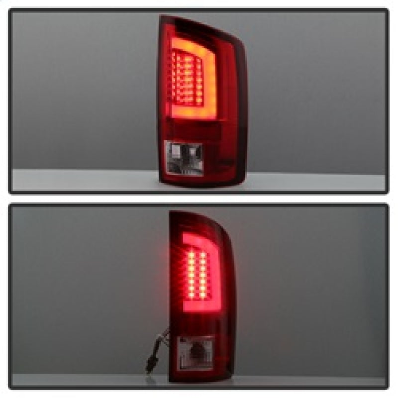 Spyder 07-09 Dodge Ram 2500/3500 V3 Light Bar LED Tail Lights - Red Clear (ALT-YD-DRAM06V3-LBLED-RC) Tail Lights SPYDER