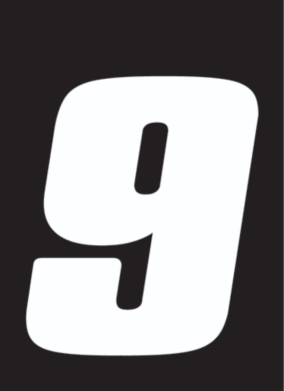 Hardline Dirt Digits 3pk 7 in. - High Gloss Number 9 - White Stickers/Decals/Banners Hardline