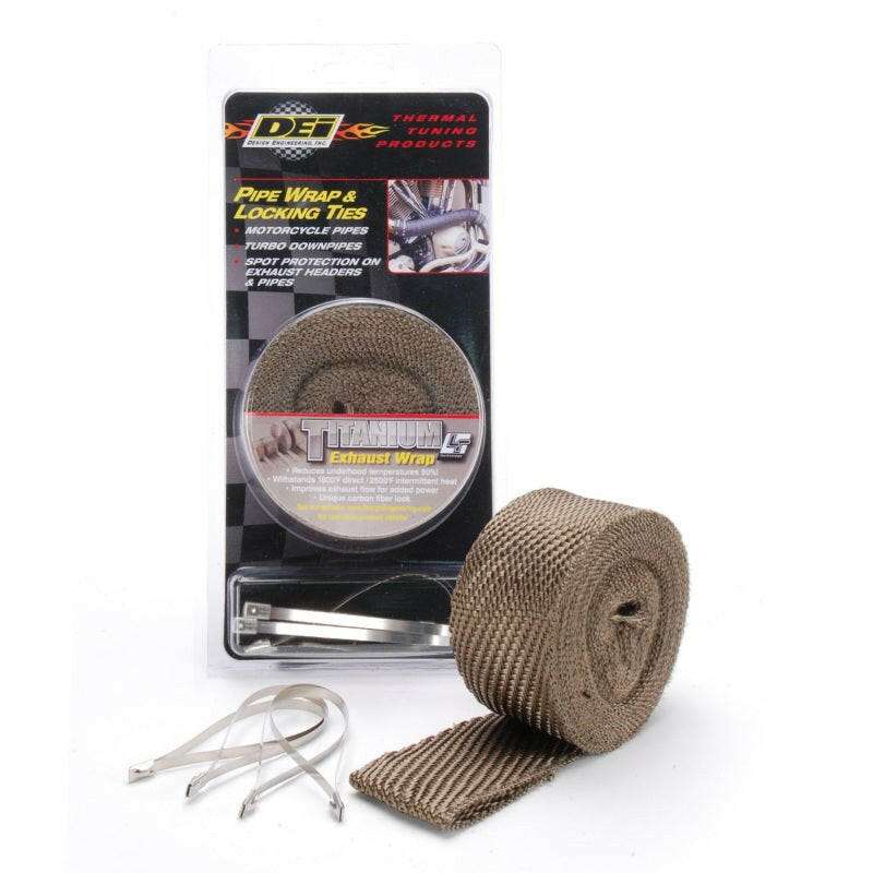 DEI Exhaust Wrap Kit - Pipe Wrap and Locking Tie - Titanium Exhaust Wrap DEI