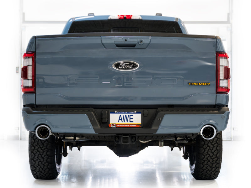 AWE Tuning 2021+ Ford F150 Tremor w/ Bumper Cutouts 0FG Resonated Cat-Back w/ Chrome Silver Tips Catback AWE Tuning