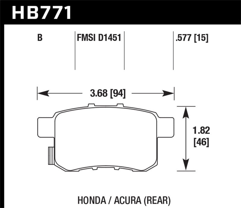 Hawk 08-16 Honda Accord High Performance Street 5.0 Rear Brake Pads Brake Pads - Performance Hawk Performance