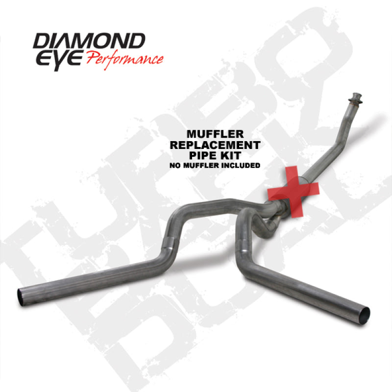 Diamond Eye KIT 4in TB MFLR RPLCMENT PIPE DUAL SS: 94-02 DODGE CUMMINS 5.9L Turbo Back Diamond Eye Performance