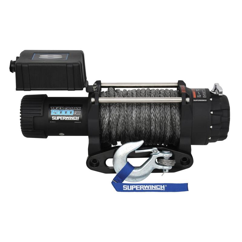 Superwinch 15000 LBS 12V DC 15/32in x 78ft Synthetic Rope Tiger Shark 15000SR Winch Winches Superwinch