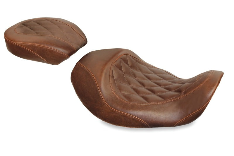 Mustang 06-17 Harley Dyna Wide Tripper Forward Solo Seat Diamond Stitch - Distressed Brown Solo Motorcycle Seats Mustang Motorcycle