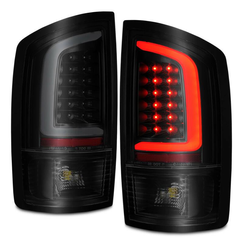 ANZO 2002-2006 Dodge Ram 1500 LED Tail Lights w/ Light Bar Black Housing Smoke Lens Tail Lights ANZO