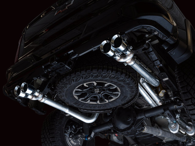 AWE Tuning 22-23 GMC Sierra 1500 AT4X 6.2L 0FG Catback Split Dual (Flat Bumper) - Chrome Silver Tips Catback AWE Tuning