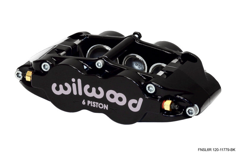 Wilwood Caliper-Narrow Superlite 6R-LH - Black 1.62/1.12/1.12in Pistons 1.25in Disc Brake Calipers - Perf Wilwood