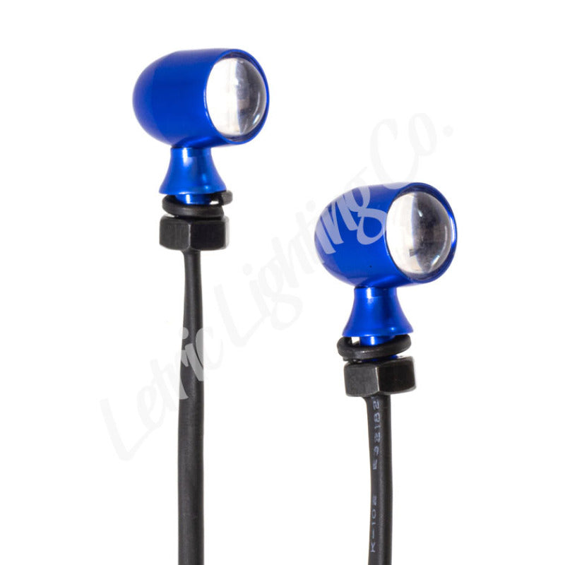 Letric Lighting 12mm Mini White Running Light Amber Turn Signal - Blue Anodized Light Accessories and Wiring Letric Lighting