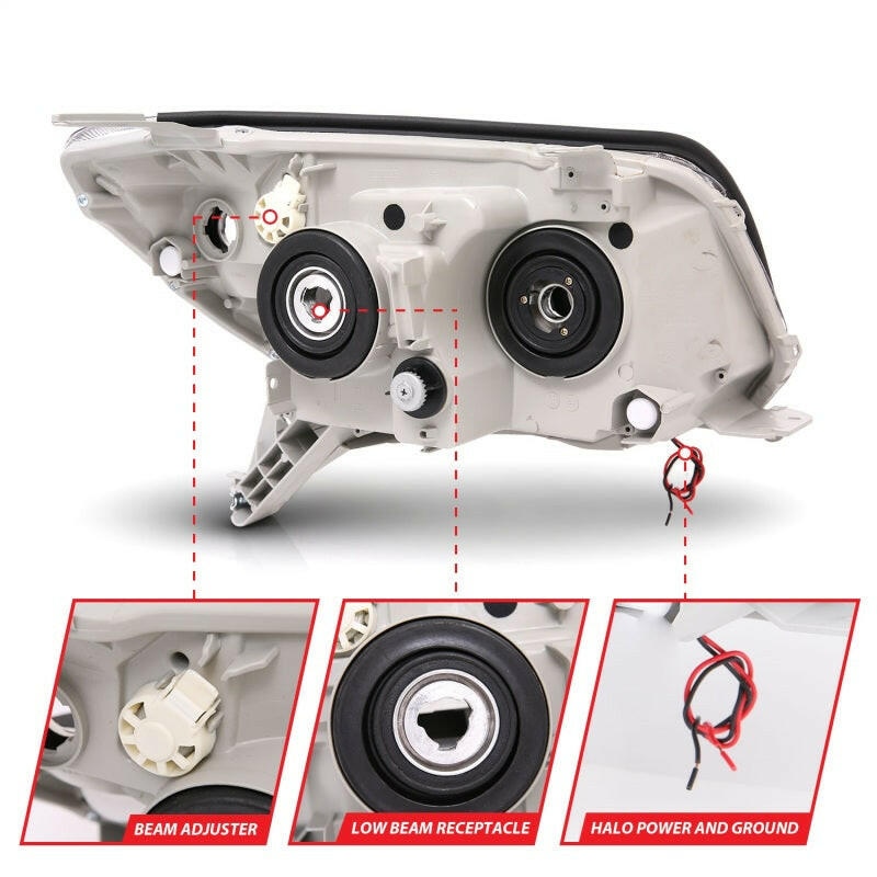 ANZO 2006-2009 Toyota 4Runner Projector Headlights w/ Halo Black Headlights ANZO