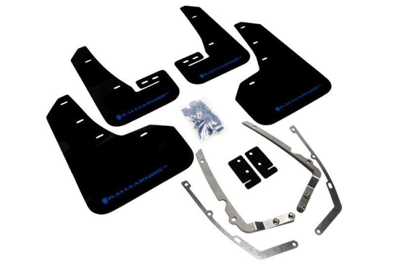 Rally Armor 15-21 MKVII VW Golf/GTI Black UR Mud Flap w/Blue Logo Mud Flaps Rally Armor