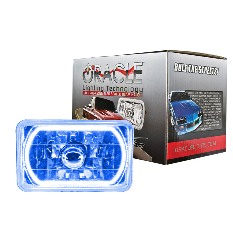 Oracle Pre-Installed Lights 4x6 IN. Sealed Beam - Blue Halo Headlights ORACLE Lighting