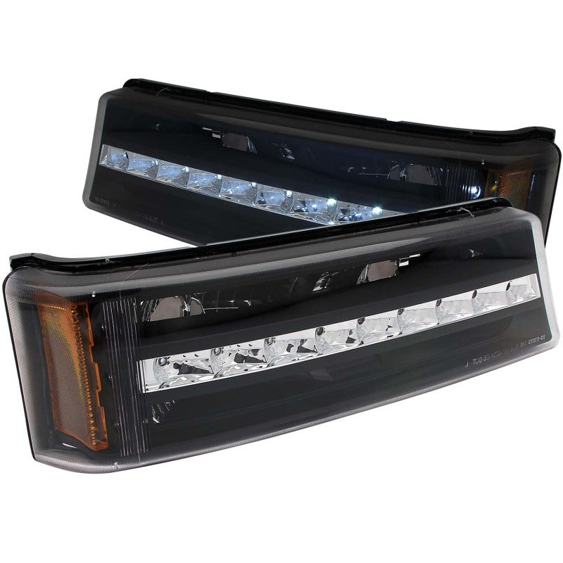 ANZO 2003-2006 Chevrolet Silverado 1500 LED Parking Lights Black w/ Amber Reflector Lights Corner ANZO