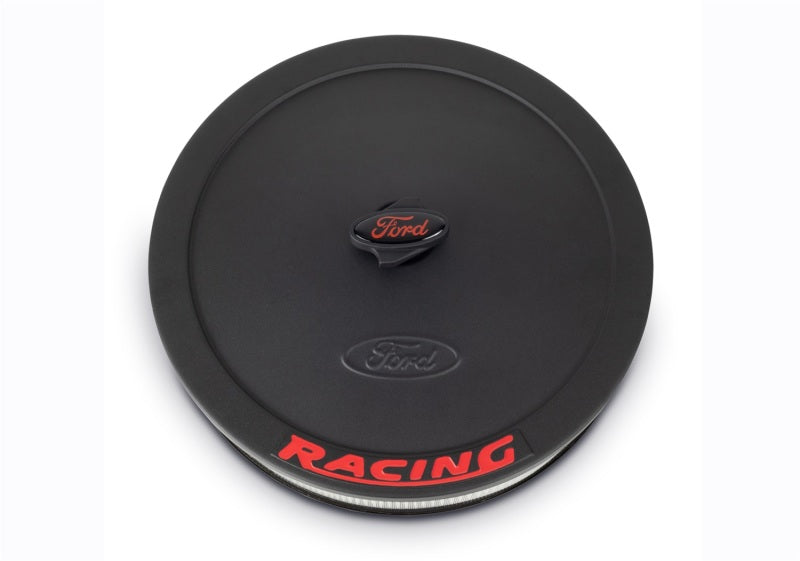 Ford Racing Air Cleaner Kit - Black Crinkle Finish w/ Red Emblem Air Filters - Universal Fit Ford Racing