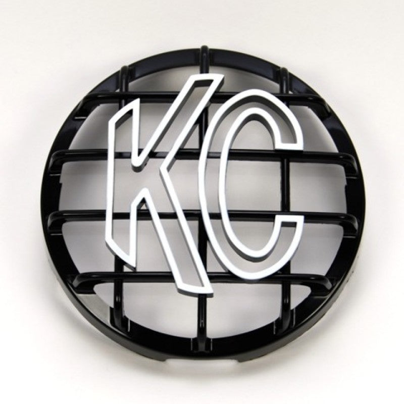 KC HiLiTES 6in. Round ABS Stone Guard for SlimLite/Daylighter Lights (Single) - Black/White KC Logo Light Covers and Guards KC HiLiTES