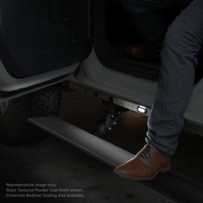 RealTruck 22-24 Toyota Tundra DC 4dr VoltStep Electric Running Board Kit (No Drill) - Bedliner Coat Running Boards Go Rhino