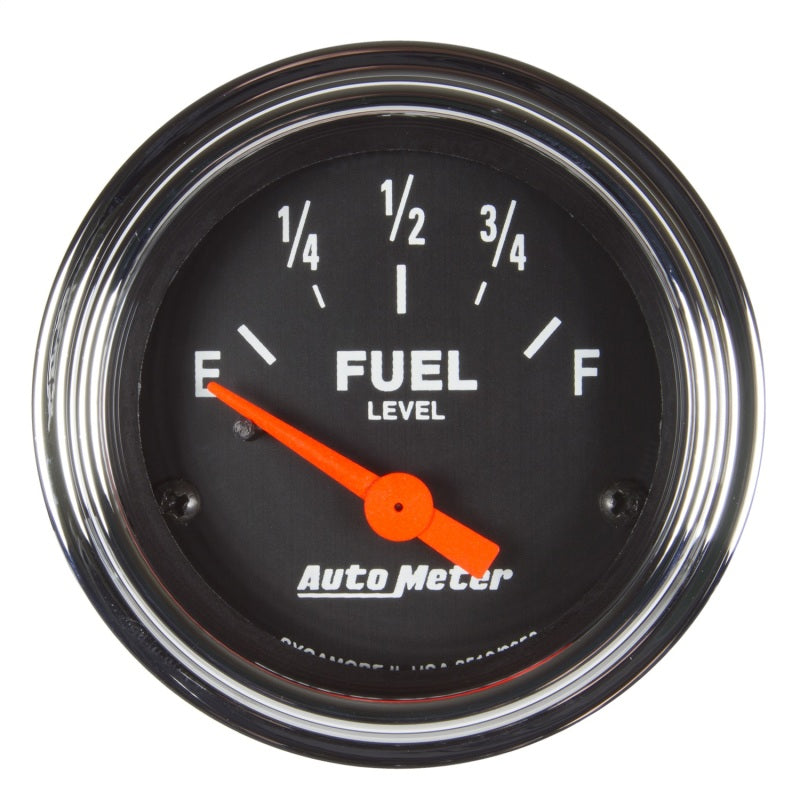 Autometer Traditional Chrome Gauge Fuel Level 2 1/16in 73e To 10f(Aftermarket Linear) Elec Gauges AutoMeter