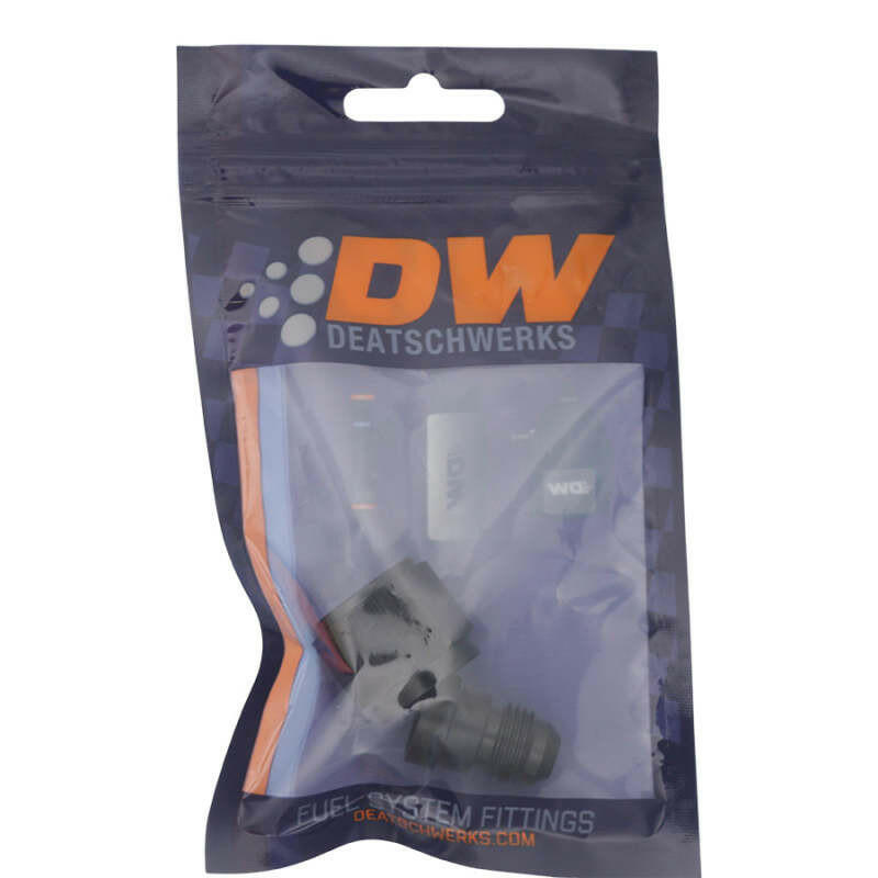DeatschWerks 8AN Female Flare to 6AN Male Flare Reducer - Anodized Matte Black Fittings DeatschWerks