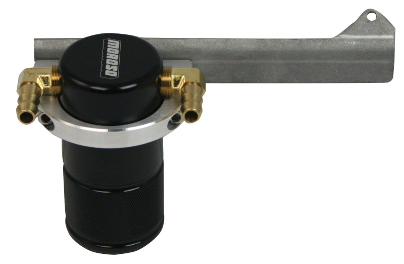 Moroso 13-18 Ford Focus ST Air/Oil Separator Catch Can - Small Body - Billet Aluminum - Black Finish Oil Catch Cans Moroso