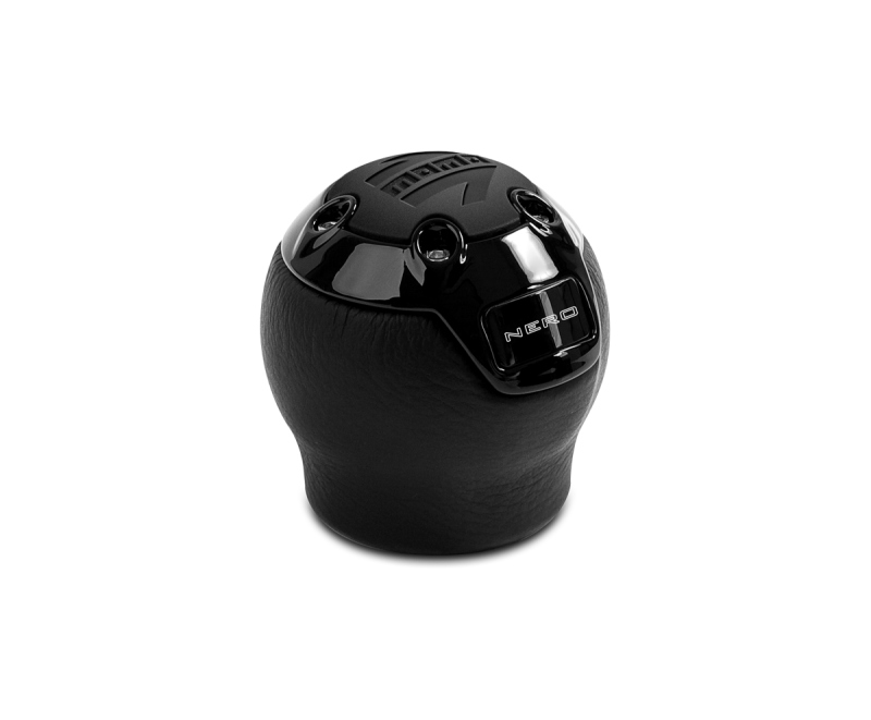 Momo Nero Shift Knob - Black Leather, Black Chrome Insert, with Reverse Lockout Shift Knobs MOMO