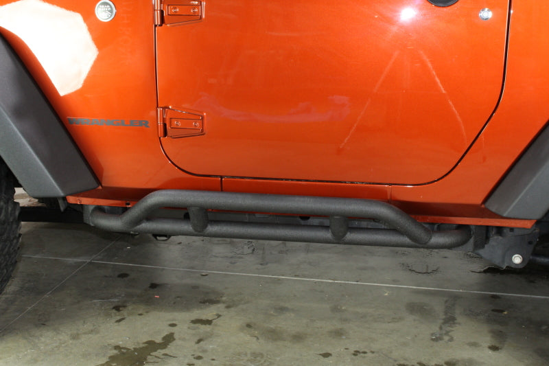 Fishbone Offroad 07-18 Jeep JK 2 Door Wrangler JK Steel Rock Sliders - Blk Textured Powdercoat Steps Fishbone Offroad
