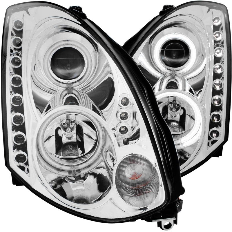 ANZO 2003-2007 Infiniti G35 Projector Headlights w/ Halo Chrome (CCFL) (HID Compatible) Headlights ANZO