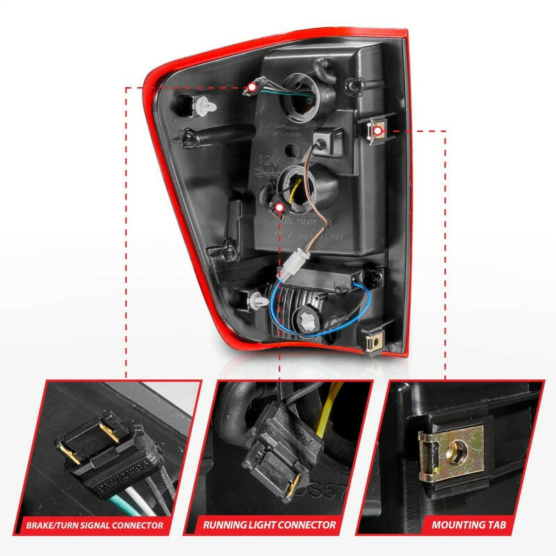 ANZO 04-15 Nissan Titan Full LED Taillights Chrome Housing Red/Clear Lens Tail Lights ANZO