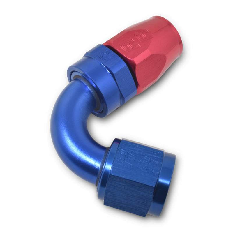 Russell Performance -6 AN Red/Blue 120 Degree Full Flow Swivel Hose End (With 9/16in Radius) Fittings Russell