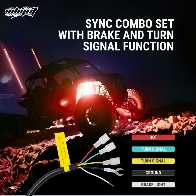 Whip It 3Ft Magnetic Base w/ Spring Light Strip LED Whip It