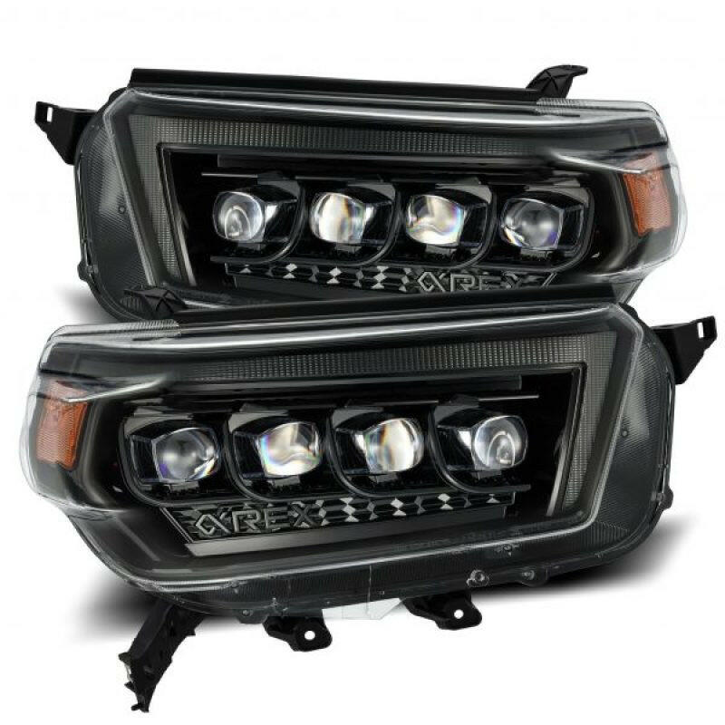 AlphaRex 10-13 Toyota 4Runner NOVA LED Proj Headlights Plank Style Alpha Black w/Seq Signal/DRL Headlights AlphaRex