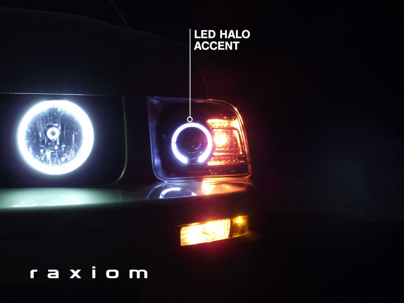 Raxiom 05-09 Ford Mustang Halogen 2010 Style LED Halo Headlights-Blk Hsng(Clear Lens/Excludes GT500) Headlights Raxiom