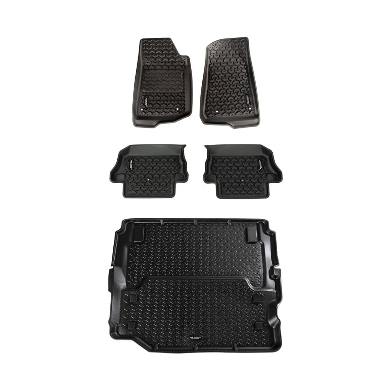 Rugged Ridge Floor Liner Kit Black F/R/Full Cargo 18-20 Jeep Wrangler JL 2Dr Floor Mats - Rubber Rugged Ridge