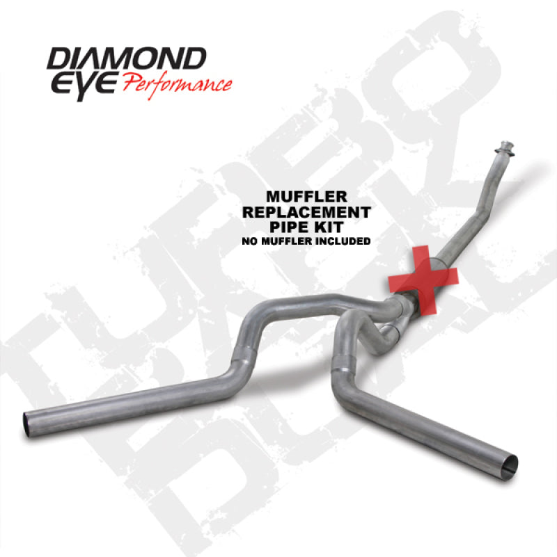 Diamond Eye KIT 4in TB MFLR RPLCMENT PIPE DUAL AL: 94-02 DODGE CUMMINS 5.9L Turbo Back Diamond Eye Performance