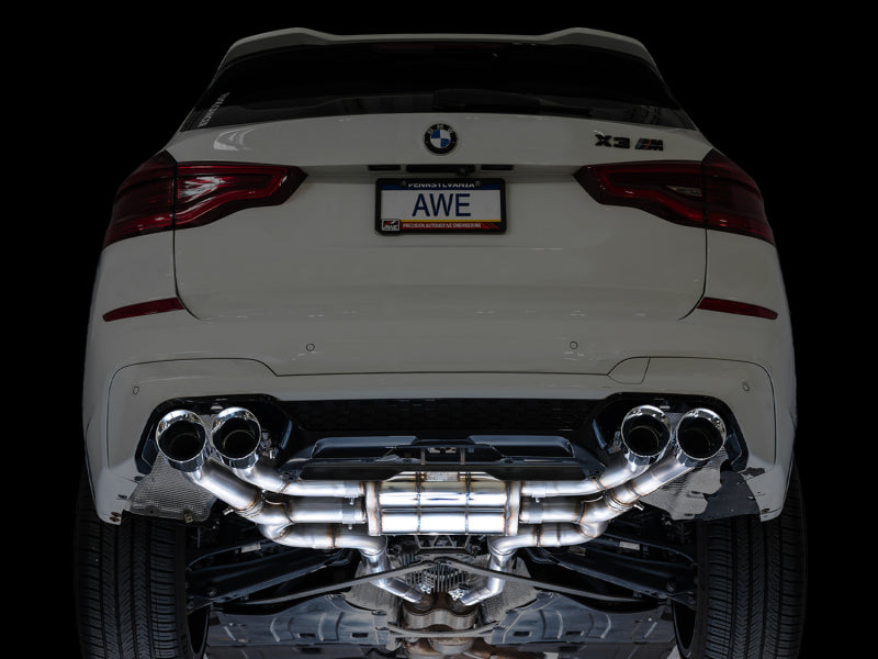 AWE Tuning 20-25 BMW X3 M/M Comp (F97) AWD SwitchPath Axle-Back Exhaust - Chrome Silver Tips Axle Back AWE Tuning