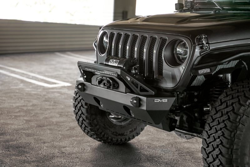 DV8 Offroad 07-23 Jeep Wrangler/Gladiator JT/JK/JL FS-25 Stubby Front Bumper w/Plated Bull Bar Bumpers - Steel DV8 Offroad