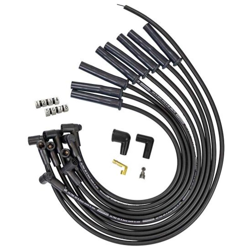 Moroso Ford 351C HEI-Style Cap Ultra 40 8.5mm Multi-Angle Boot Ignition Spark Plug Wire Set -Black Spark Plug Wire Sets Moroso