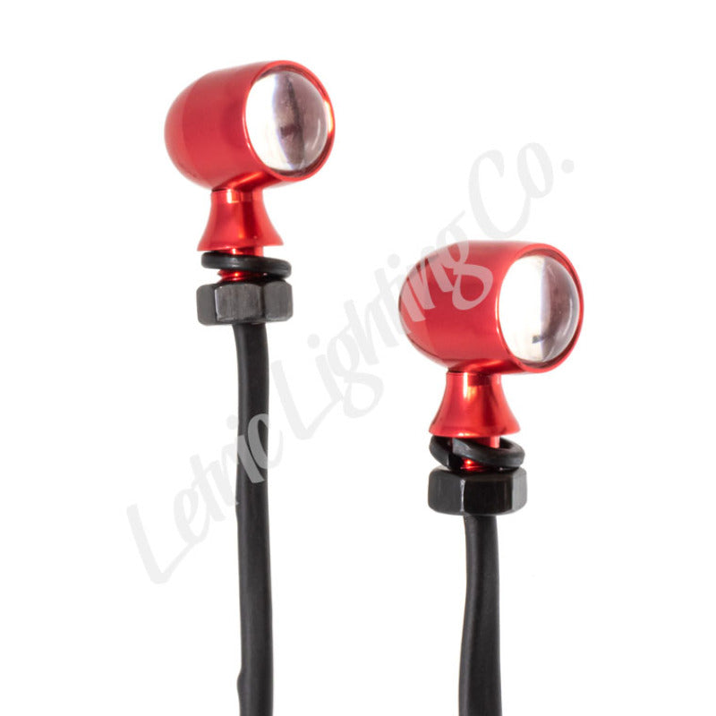 Letric Lighting 12mm Mini White Running Amber Turn Signal LEDs - Red Anodized Light Accessories and Wiring Letric Lighting